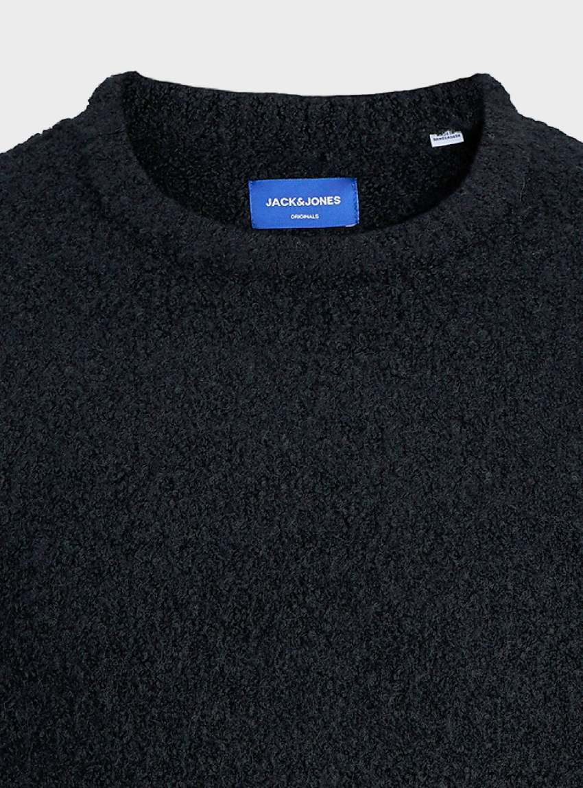 Jack & Jones Meadows Boucle Crew Neck Knit - Black