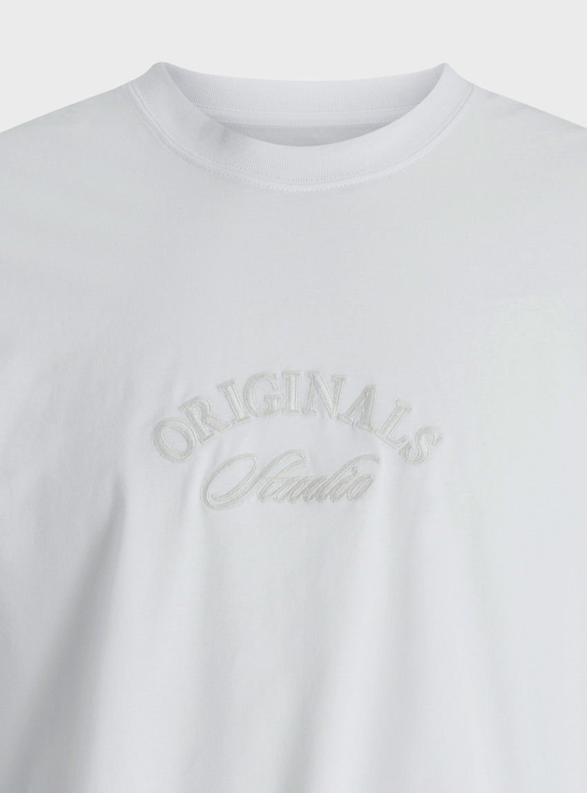 Jack & Jones Bleecker Branding Long Sleeve Tee - White