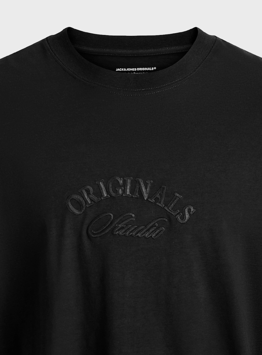 Jack & Jones Bleecker Branding Long Sleeve Tee - Black