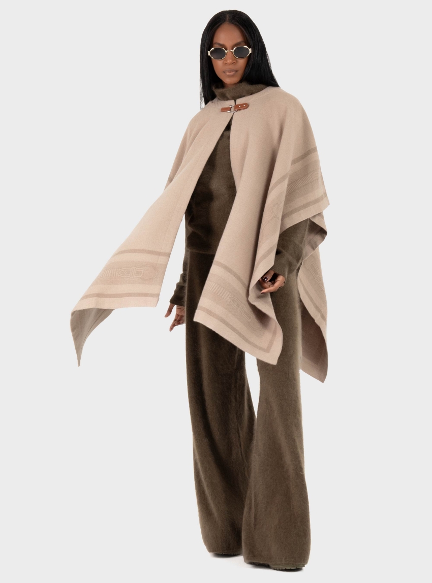 Polo Ralph Lauren Belting Jacquard Poncho - Taupe