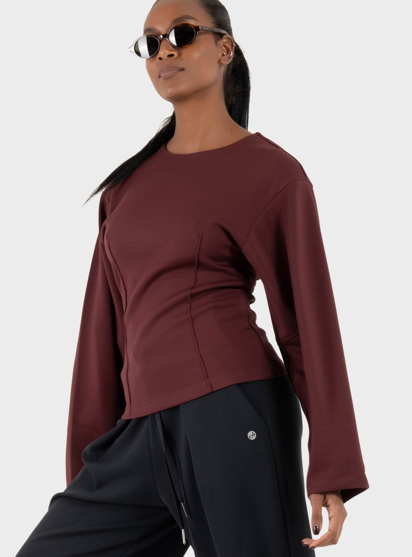 Only Toc Round Neck Blouse - Bordeaux