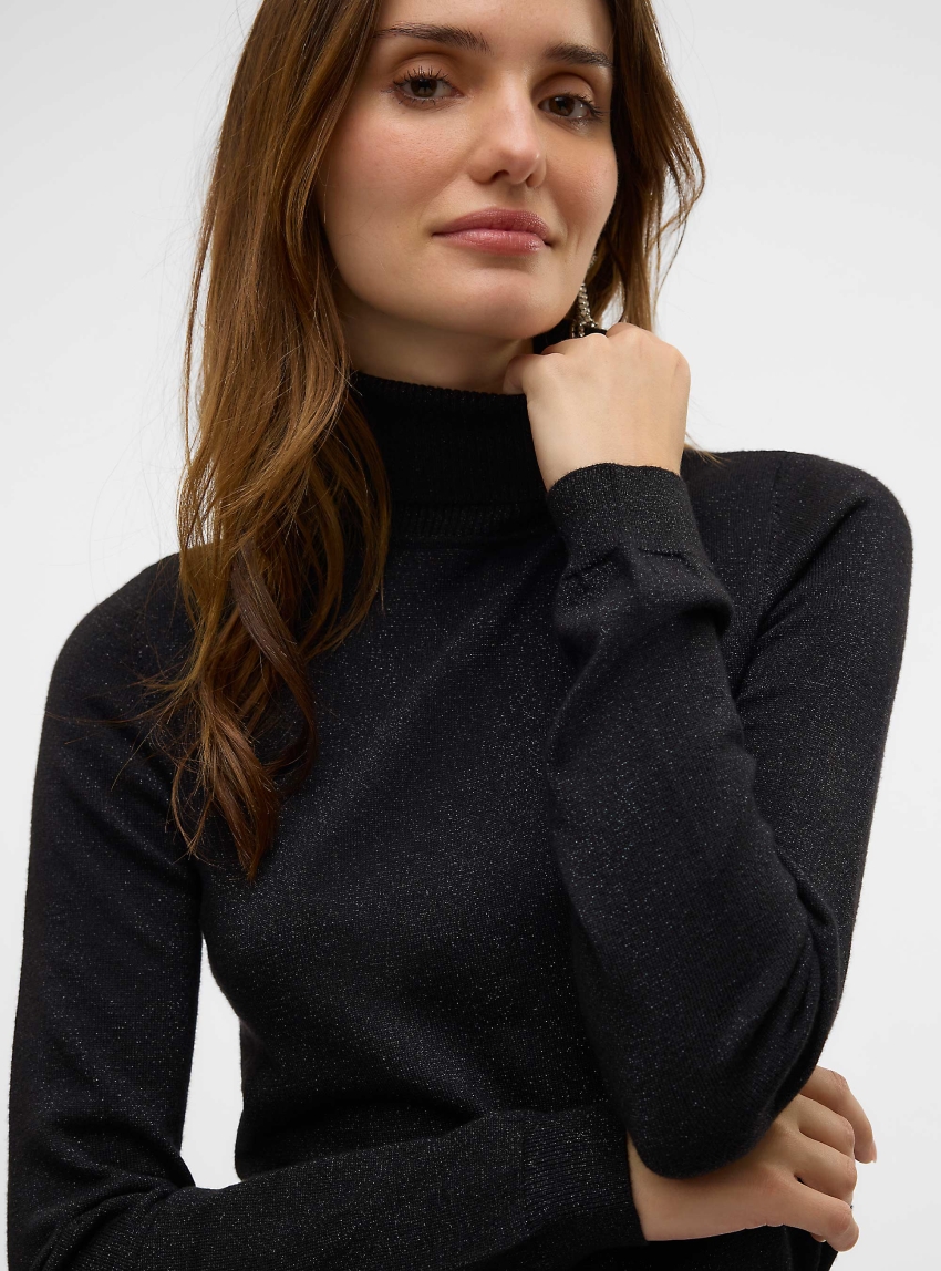 Vero Moda Happyglitter Rollneck Pullover - Black