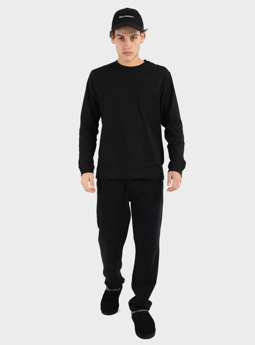 Jack & Jones Jcoflare Front Pocket Long Sleeve Tee - Black