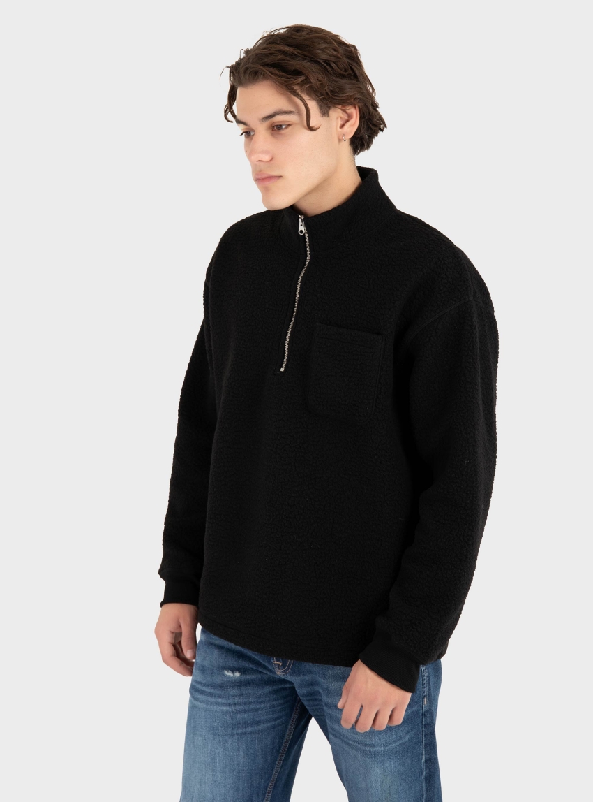 Jack & Jones Greene Teddy High Neck Sweater - Black