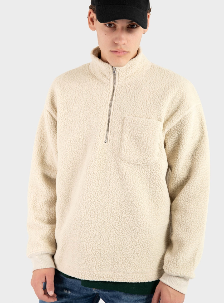 Jack & Jones Greene Teddy High Neck Sweater - Ecru