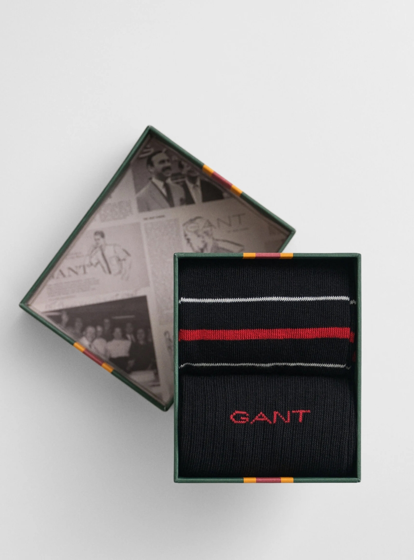 Gant 2-Pack Multistriped Socks Gift Box - Black