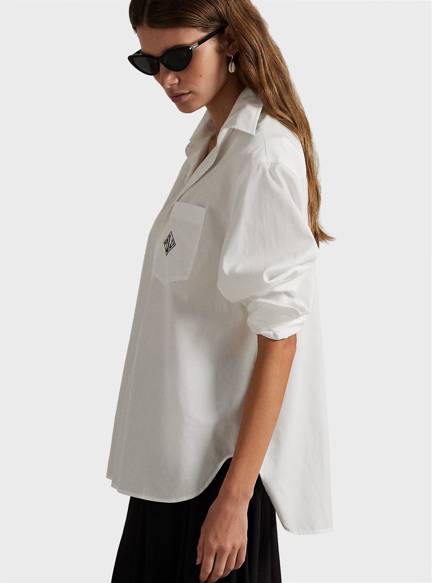 Polo Ralph Lauren Oversize Fit Logo Cotton Shirt - White