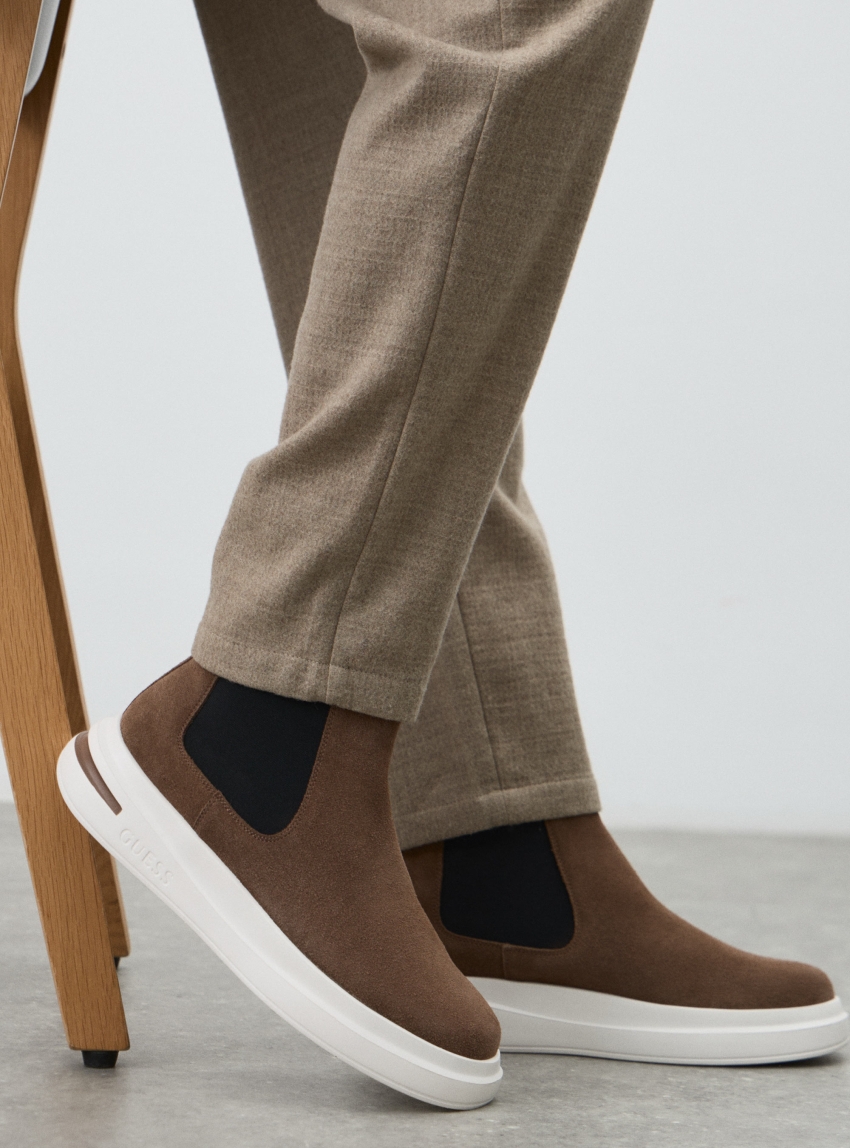 Guess Elko Suede Chelsea Sneakers - Brown