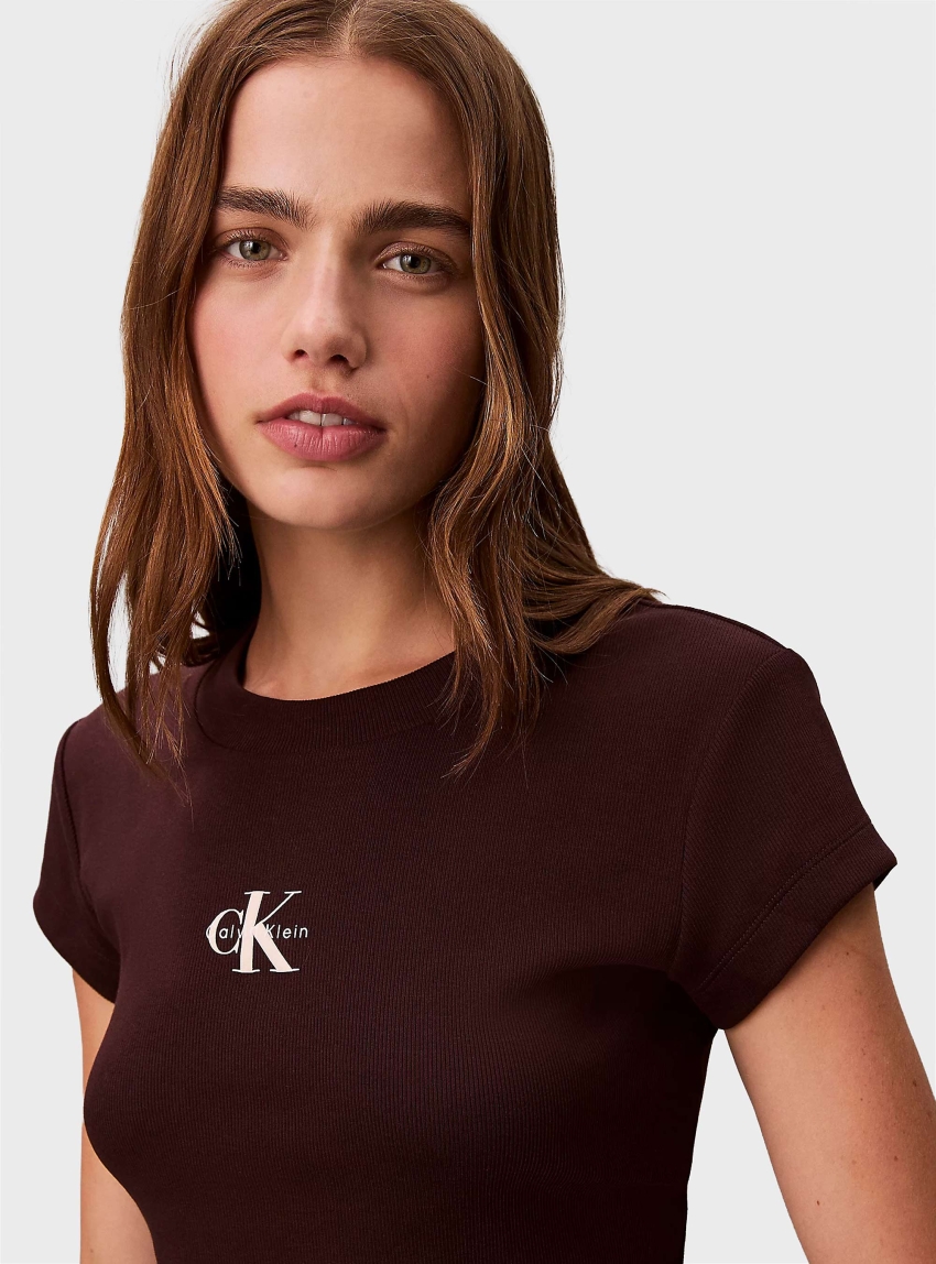 Calvin Klein Monologo Baby Tee - Brown