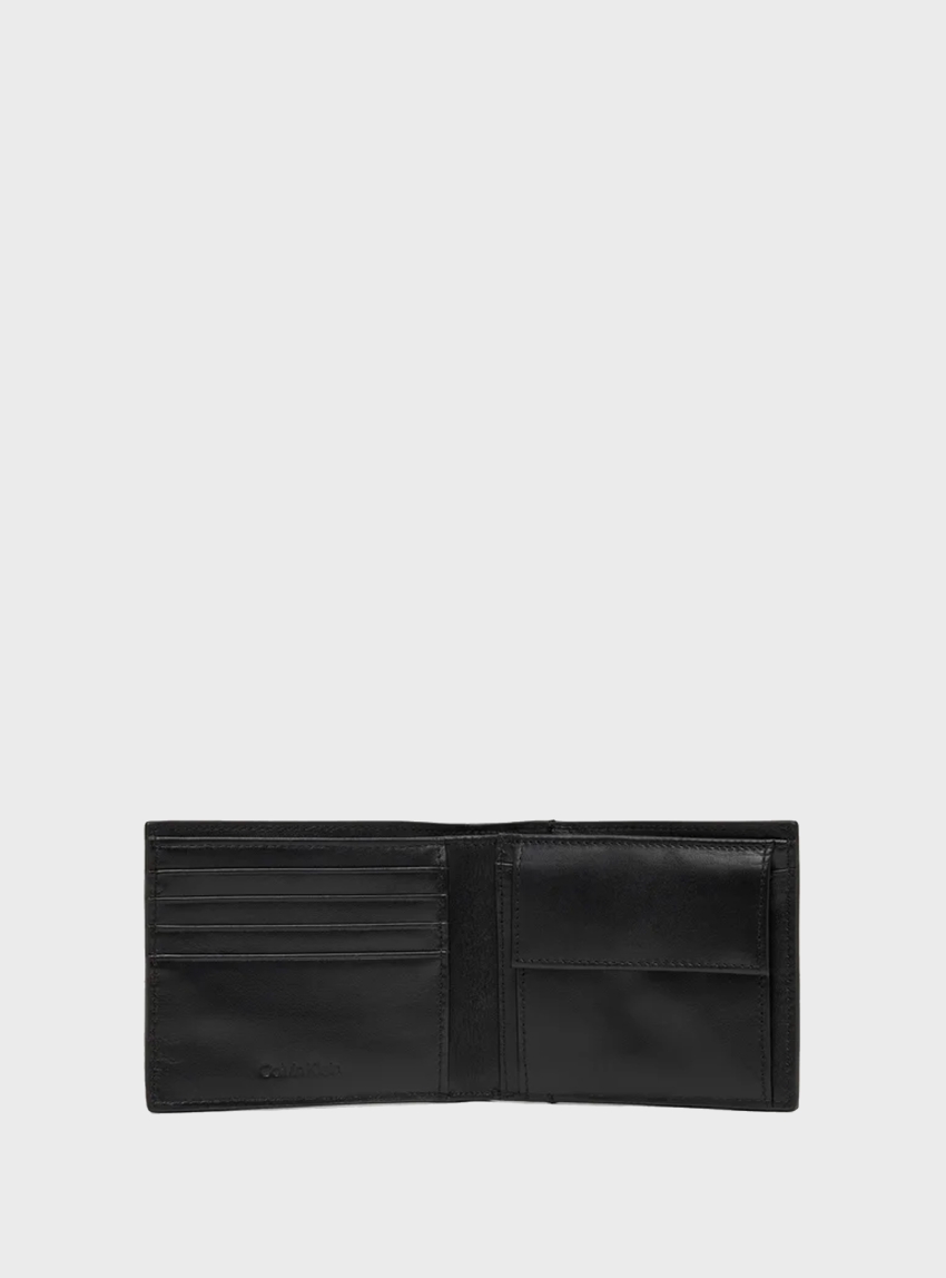 Calvin Klein Embossed Woven Billfold Coin Wallet - Black