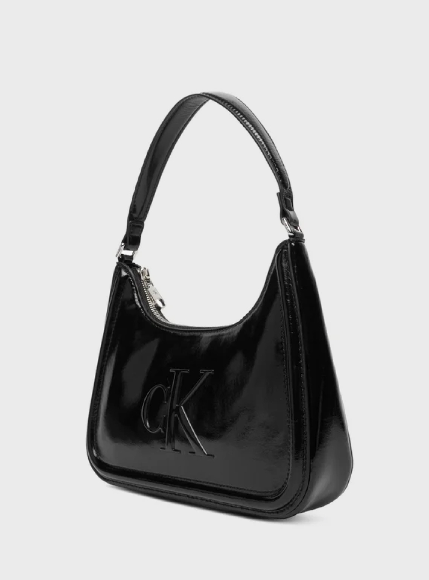 Calvin Klein Bold Monogram Metallic Shoulder Bag - Black