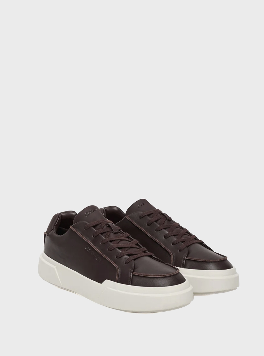 Calvin Klein CK Avenue - Leather Logo Trainers - Brown