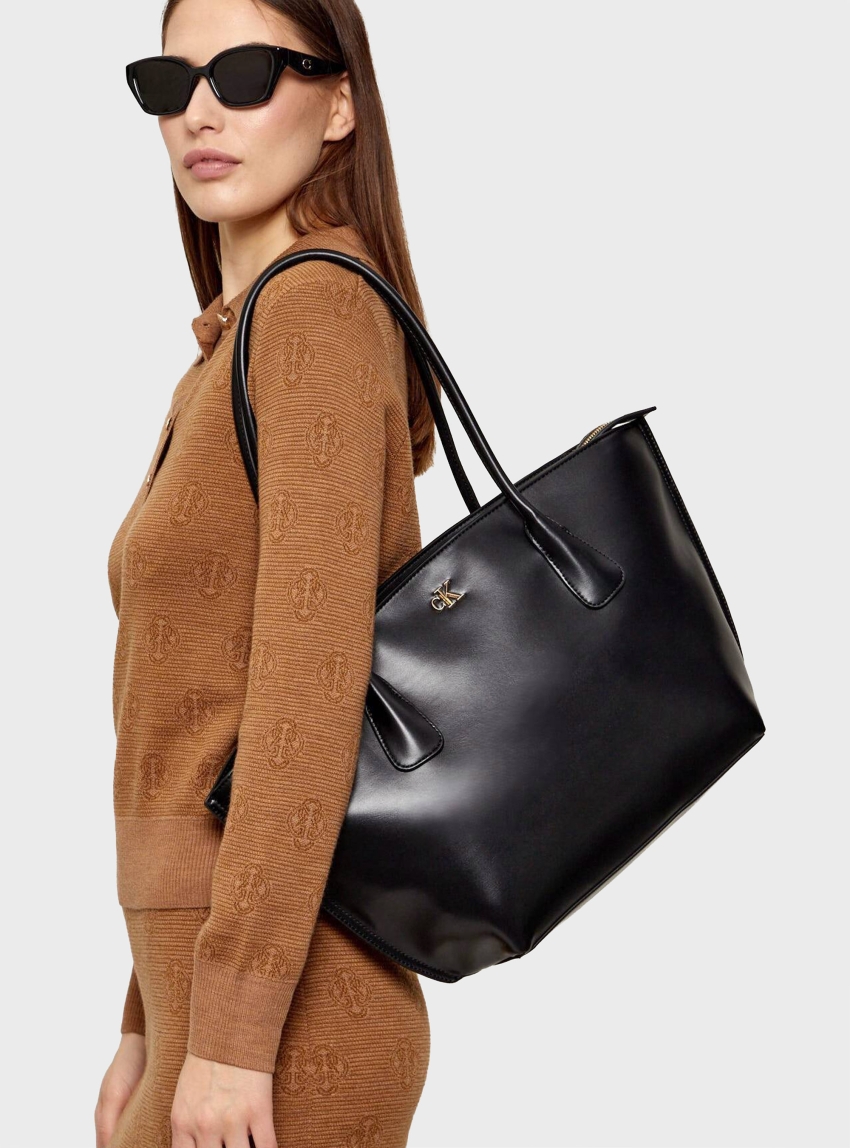 Calvin Klein Monogram Medium Dome Tote Bag - Gold