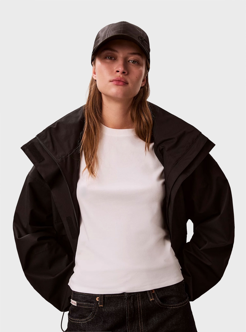 Calvin Klein Monogram Embroidery Moire Cap - Black