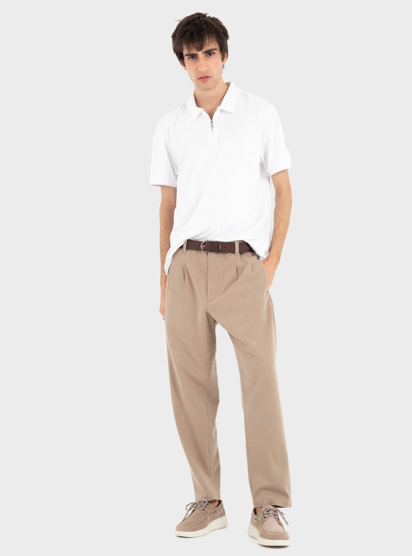 Calvin Klein SUPIMA ZIP POLO - White