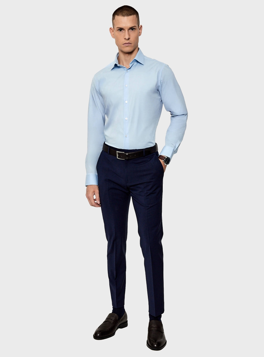 Calvin Klein Slim Tropical Wool Trousers - Blue