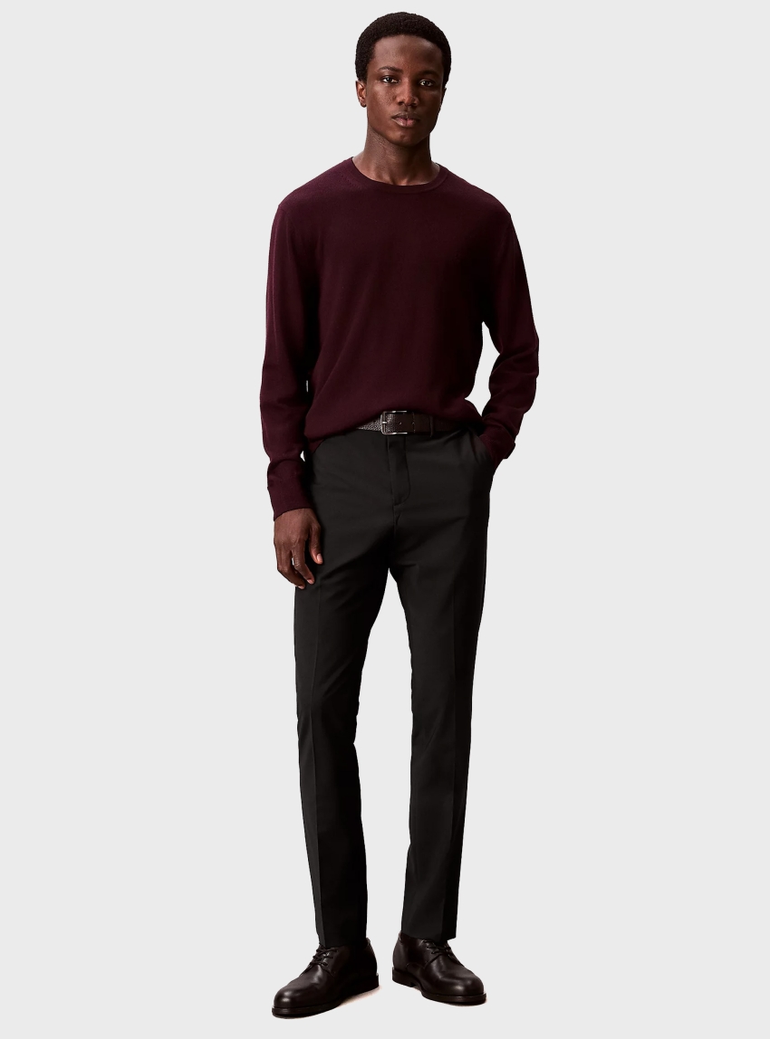 Calvin Klein Slim Tropical Wool Trousers - Black