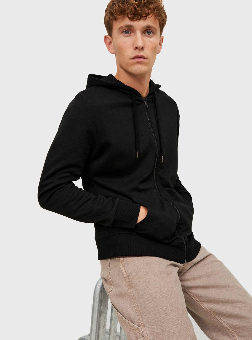Jack & Jones Basic Sweat Zip Hoodie - Black