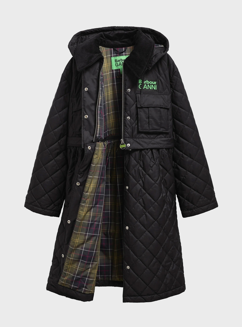 Barbour X Ganni Peplum Quilted Jacket - Black