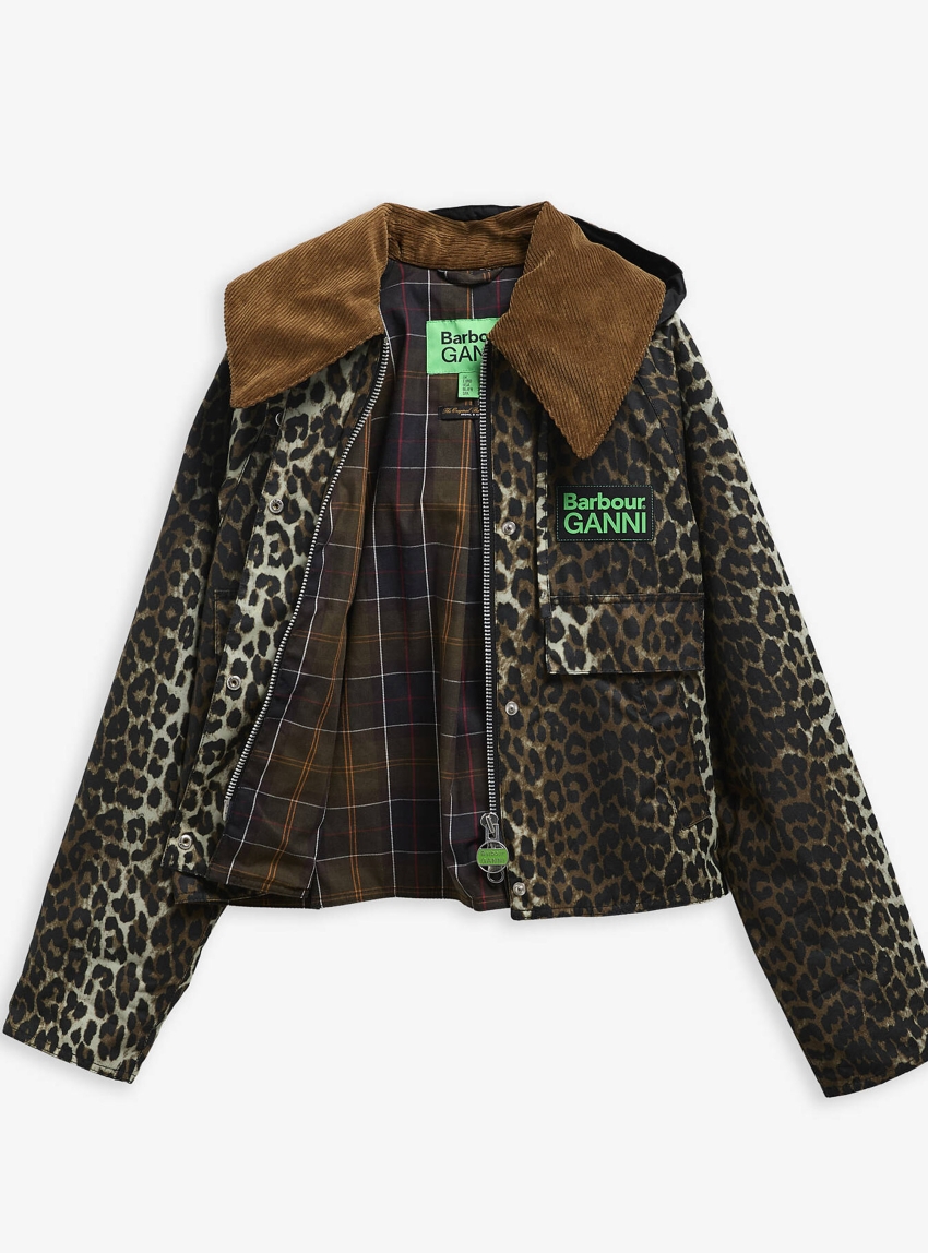 Barbour X Ganni Printed Hooded Wax Anorak - Leopard Print