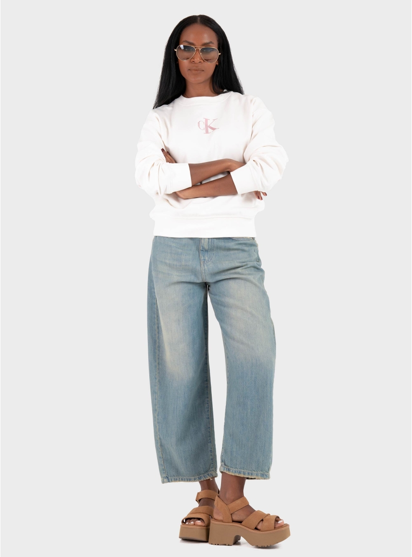 Calvin Klein CLASSIC FOIL CREWNK SWEATSHIRT - Off White