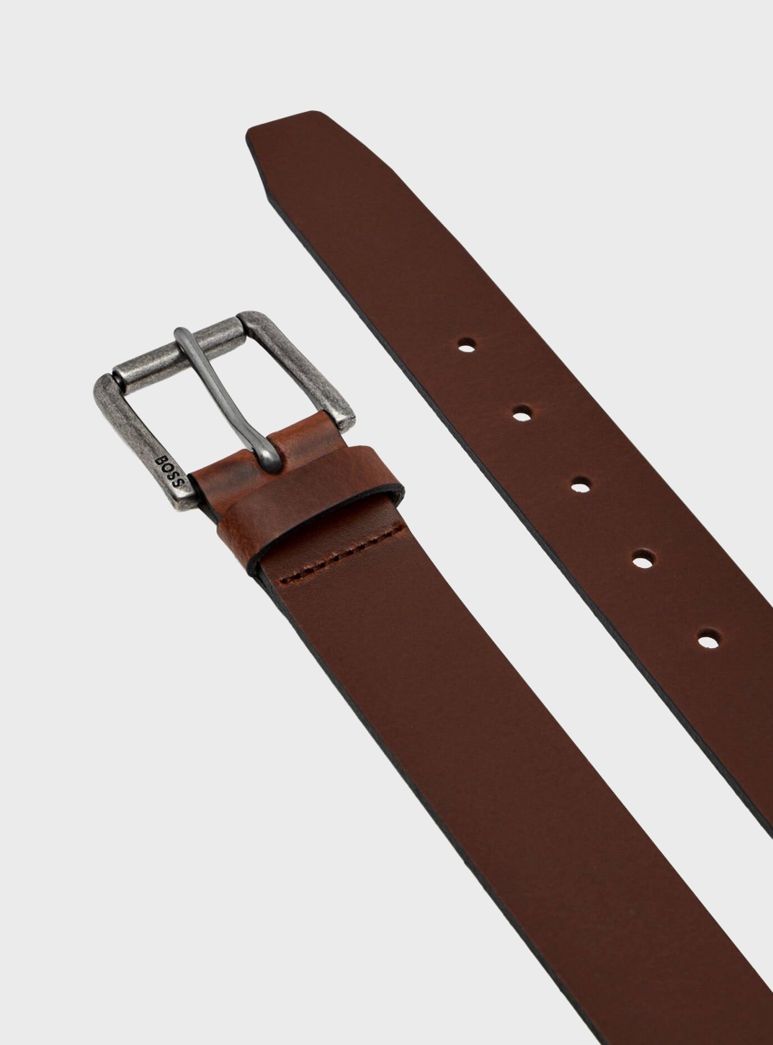 BOSS Leather Belt Joris_Sz35 - Dark Brown