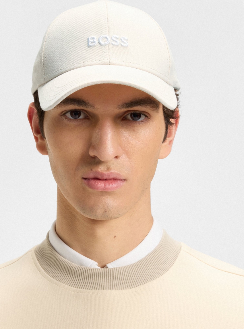 BOSS Cotton-Twill Cap With Embroidered Logo Zed - Light Beige