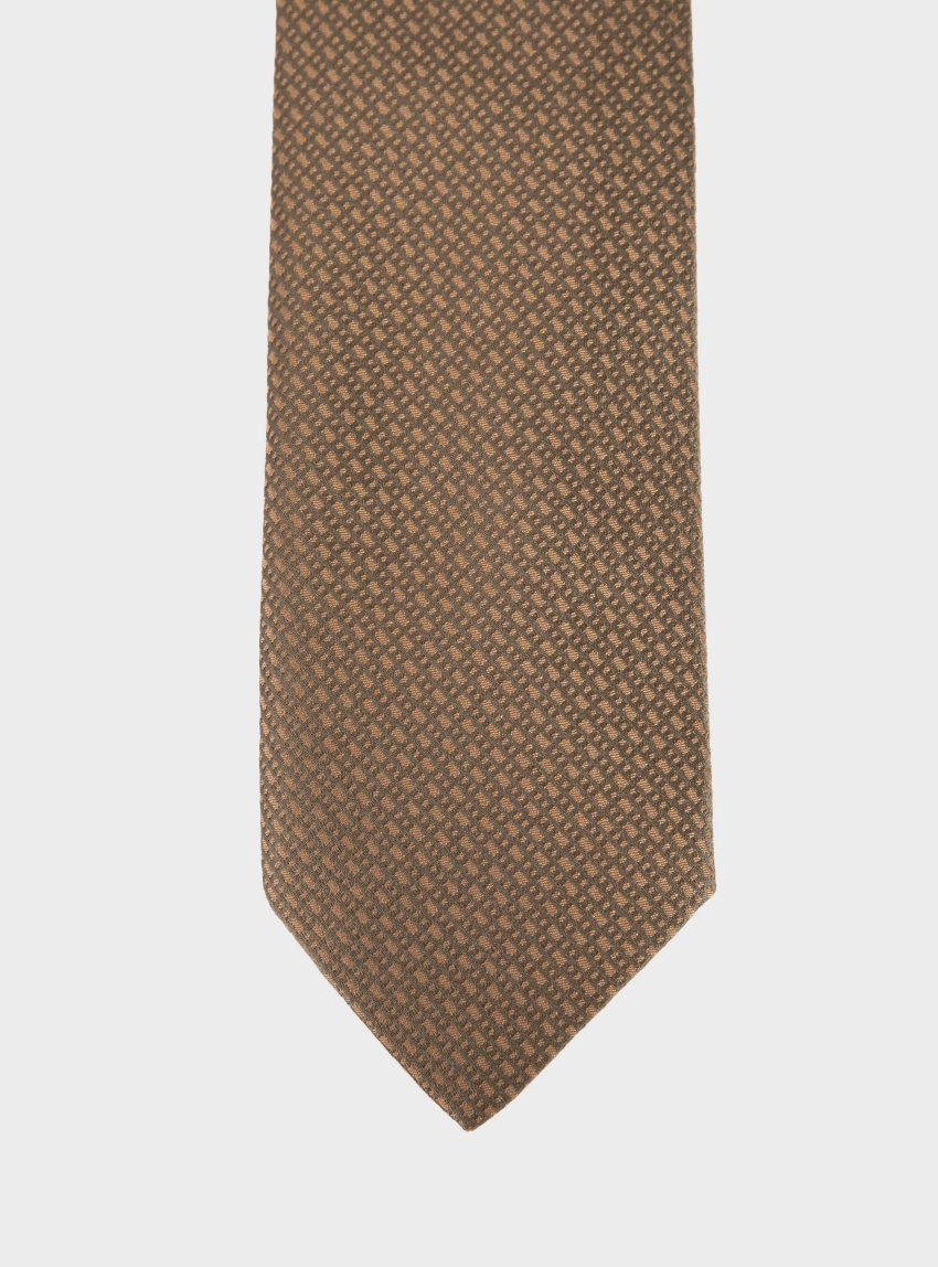 BOSS Silk Tie With Jacquard Monograms H-TIE CM 7.5 253 - Dark Beige