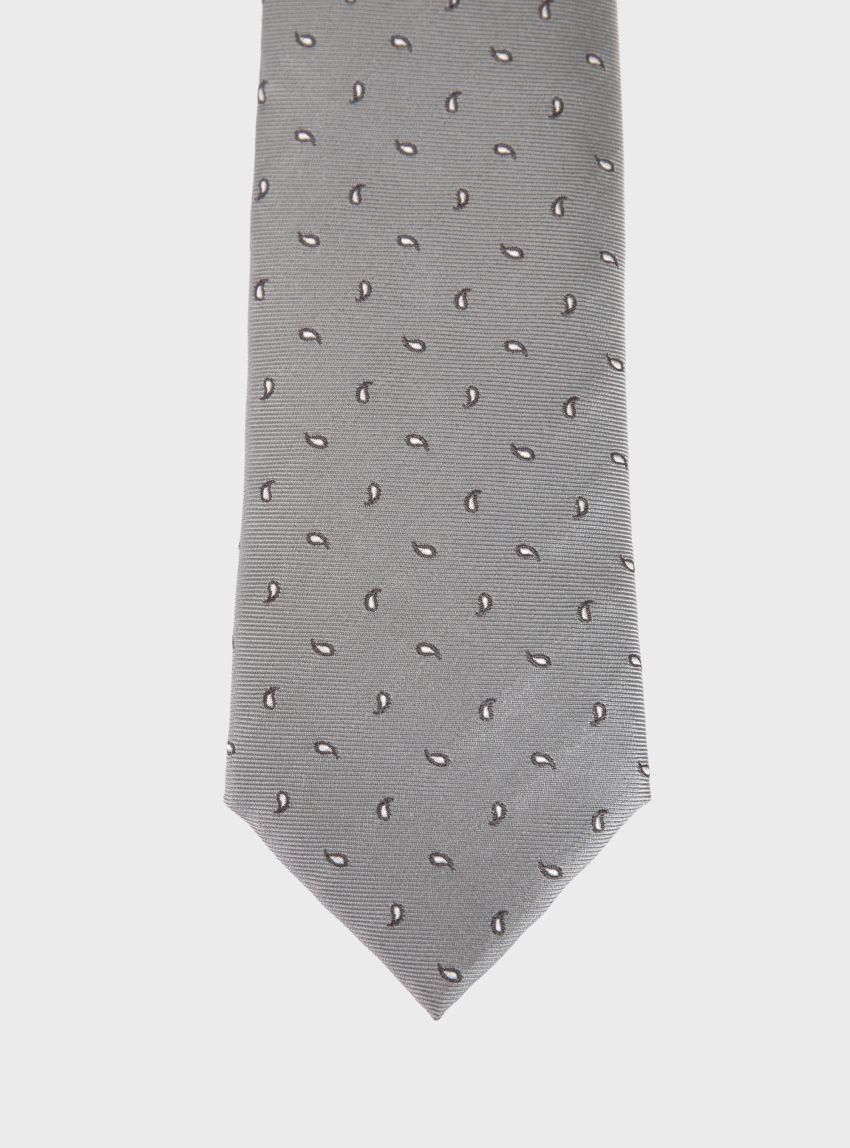 BOSS Silk Tie With Micro Paisley Pattern H-TIE CM 7.5 ONE - Dark Grey