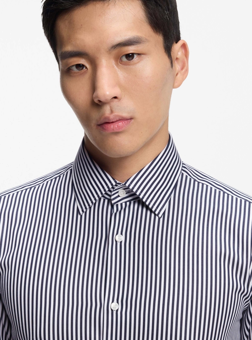 BOSS Regular-Fit Shirt In Striped Easy-Iron Cotton H-JOE-K-C1-261 - Dark Blue