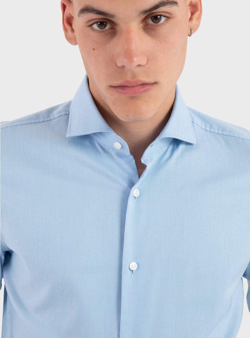 BOSS Slim-Fit Shirt In Easy-Iron Stretch Cotton H-HANK-SP-C1-261 - Light Blue