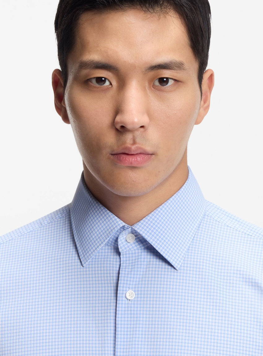 BOSS Regular-Fit Shirt In Checked Performance-Stretch Fabric P-JOE-K-261 - Light Blue
