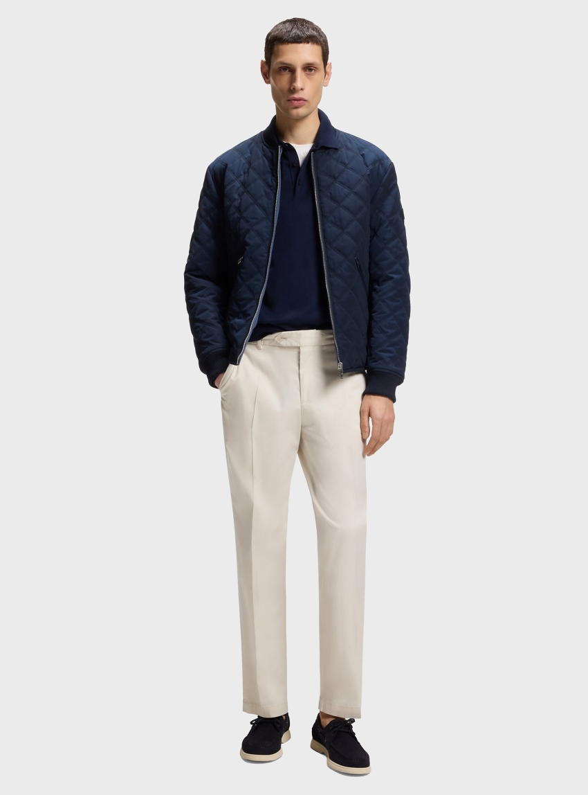 BOSS Tapered-Fit Trousers In Washable Stretch Fabric C-Perin-W-WG-261F - Ecru