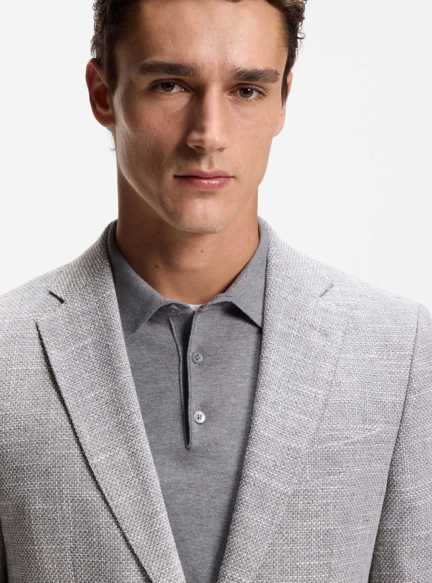 BOSS Regular-Fit Blazer In A Patterned Stretch-Cotton Blend  H-Hutson-2PP-253 - Grey