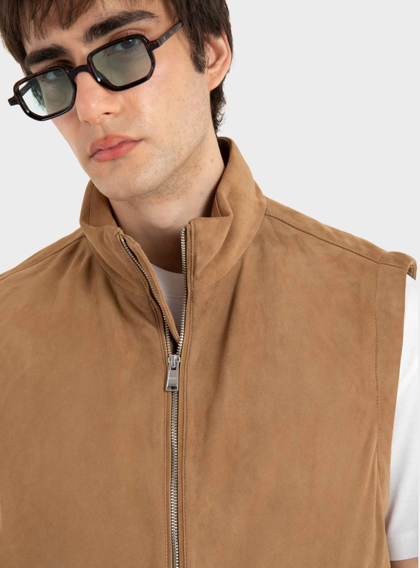 BOSS Suede Gilet H-Marens - Beige