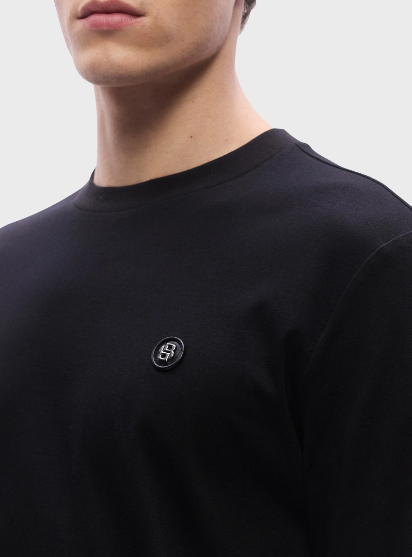 BOSS Mercerised-Cotton T-Shirt With Double B Monogram C-Townley 01 - Black