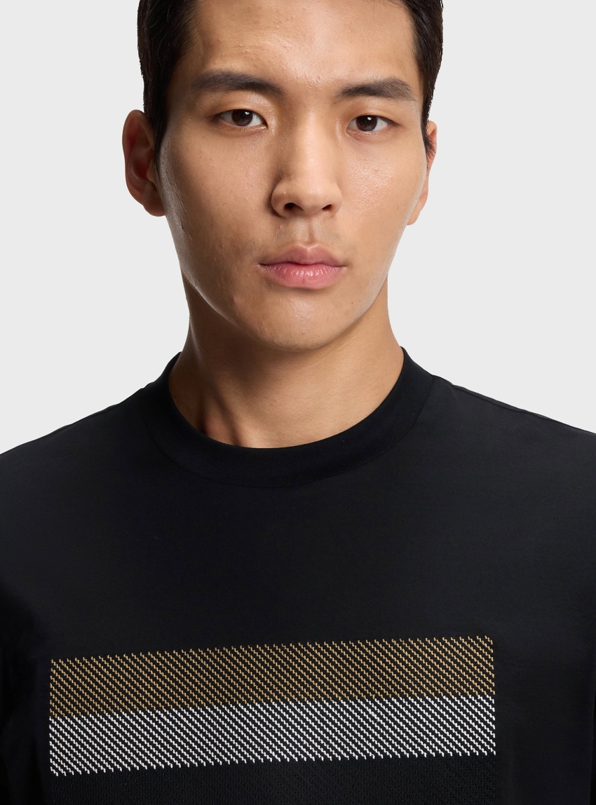 BOSS Cotton-Jersey T-Shirt With Stripe Artwork C-Taut 10 - Black
