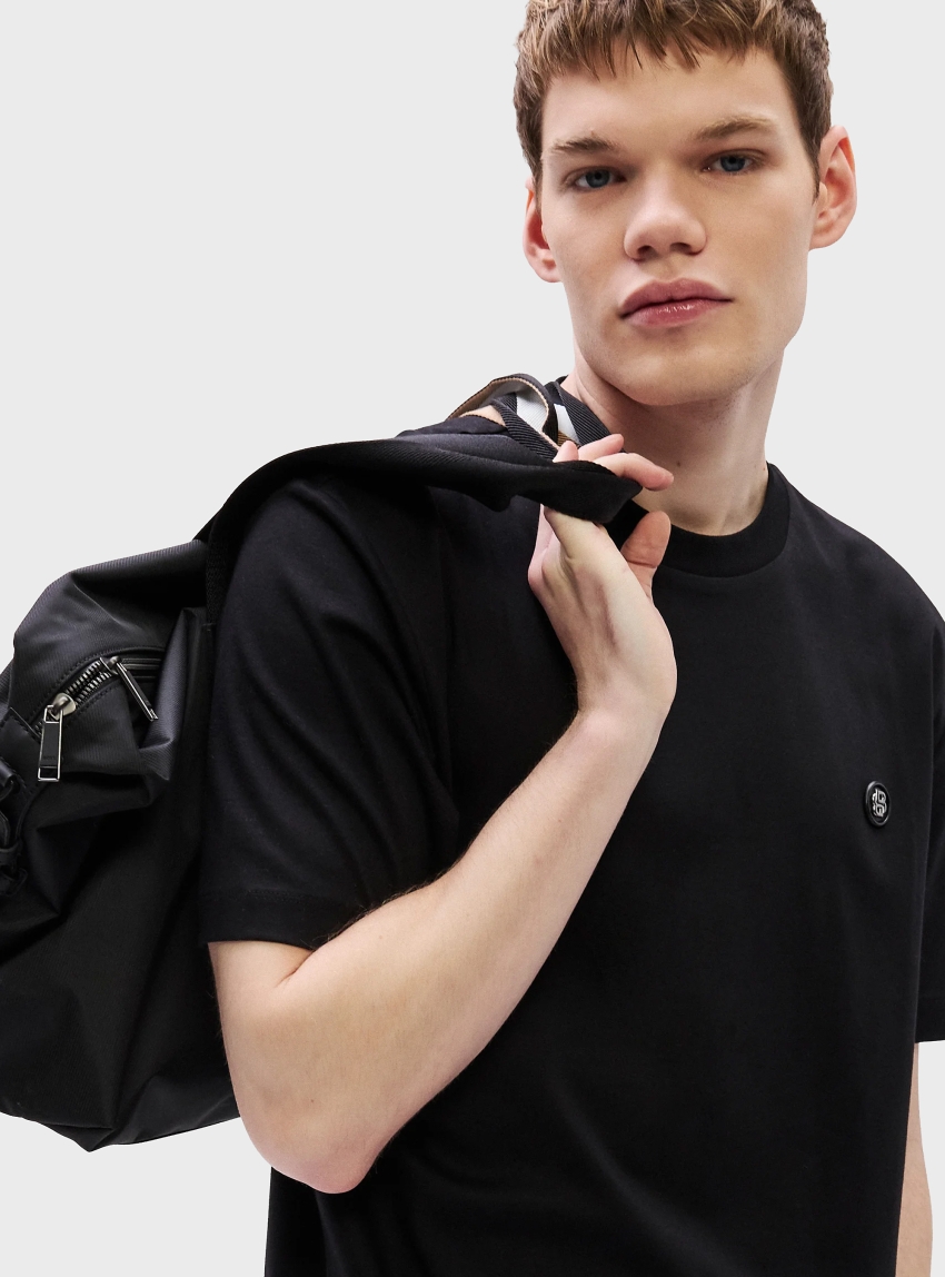 BOSS Mercerised-Cotton T-Shirt With Double B Monogram C-Taut 01 - Black