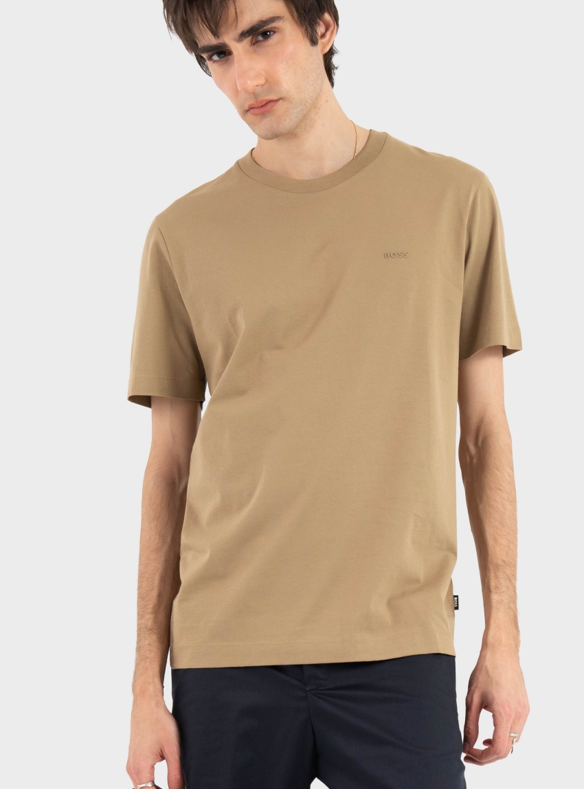 BOSS Cotton-Jersey T-Shirt With Logo Detail Thompson 01 - Beige