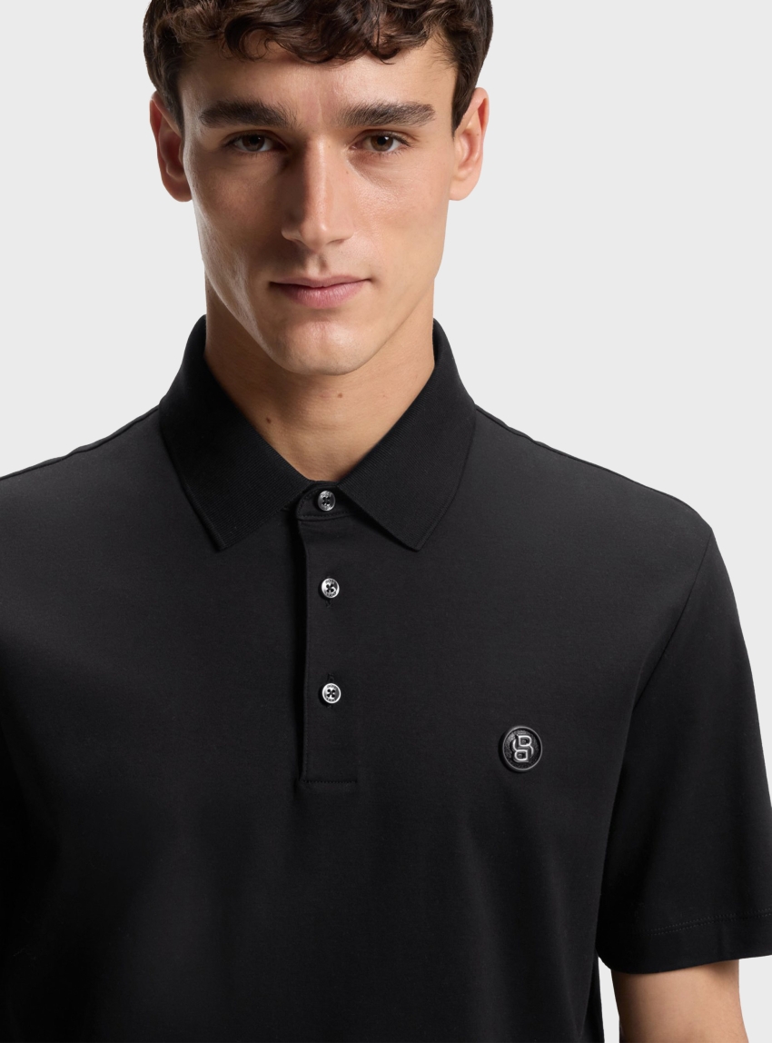 BOSS Mercerised-Cotton Polo Shirt With Double B Monogram C-Parris 01 - Black