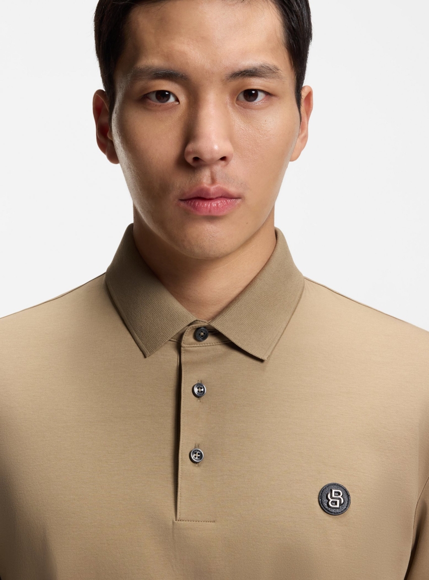 BOSS Mercerised-Cotton Polo Shirt With Double B Monogram C-Parris 01 - Beige