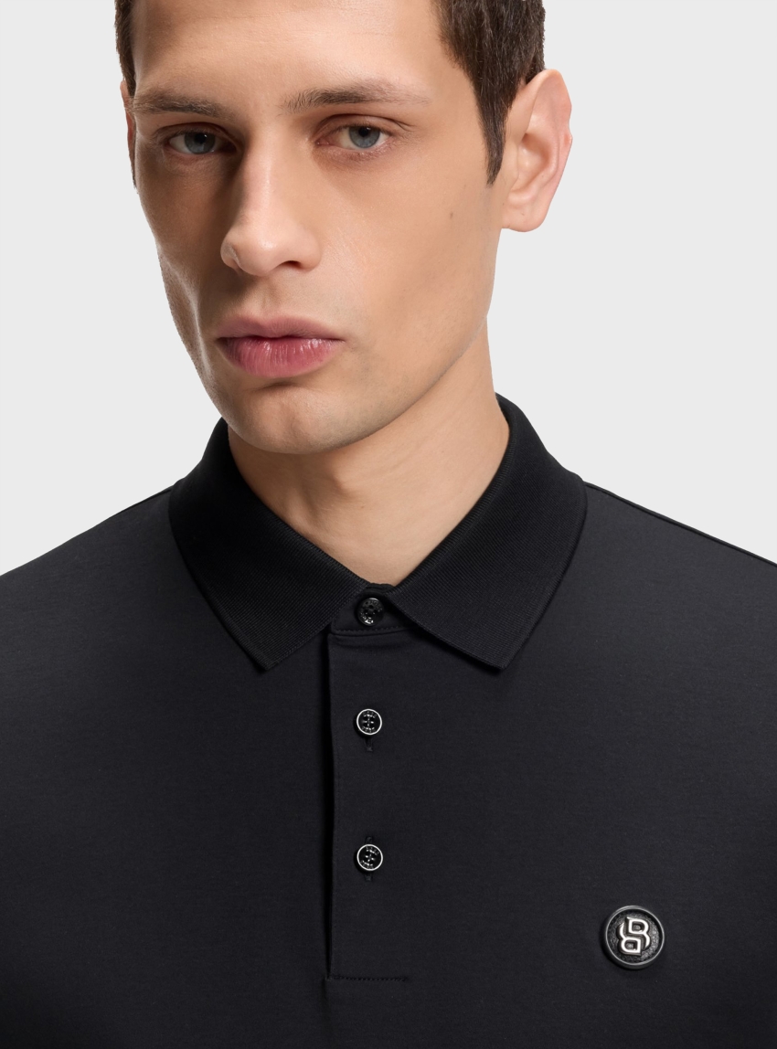 BOSS Mercerised-Cotton Polo Shirt With Double B Monogram C-Parris 01 - Dark Blue