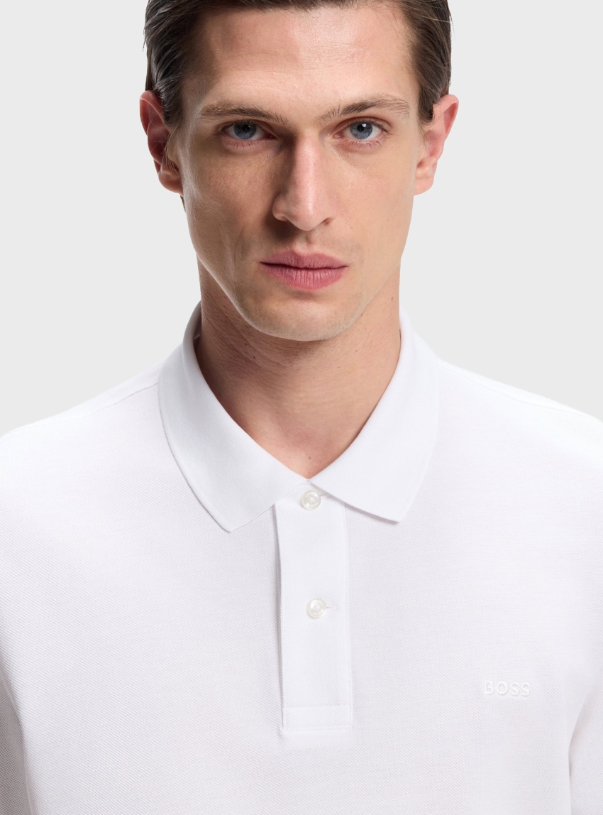 BOSS Polo Shirt In Cotton Piqué With Embroidered Logo Pallas - White