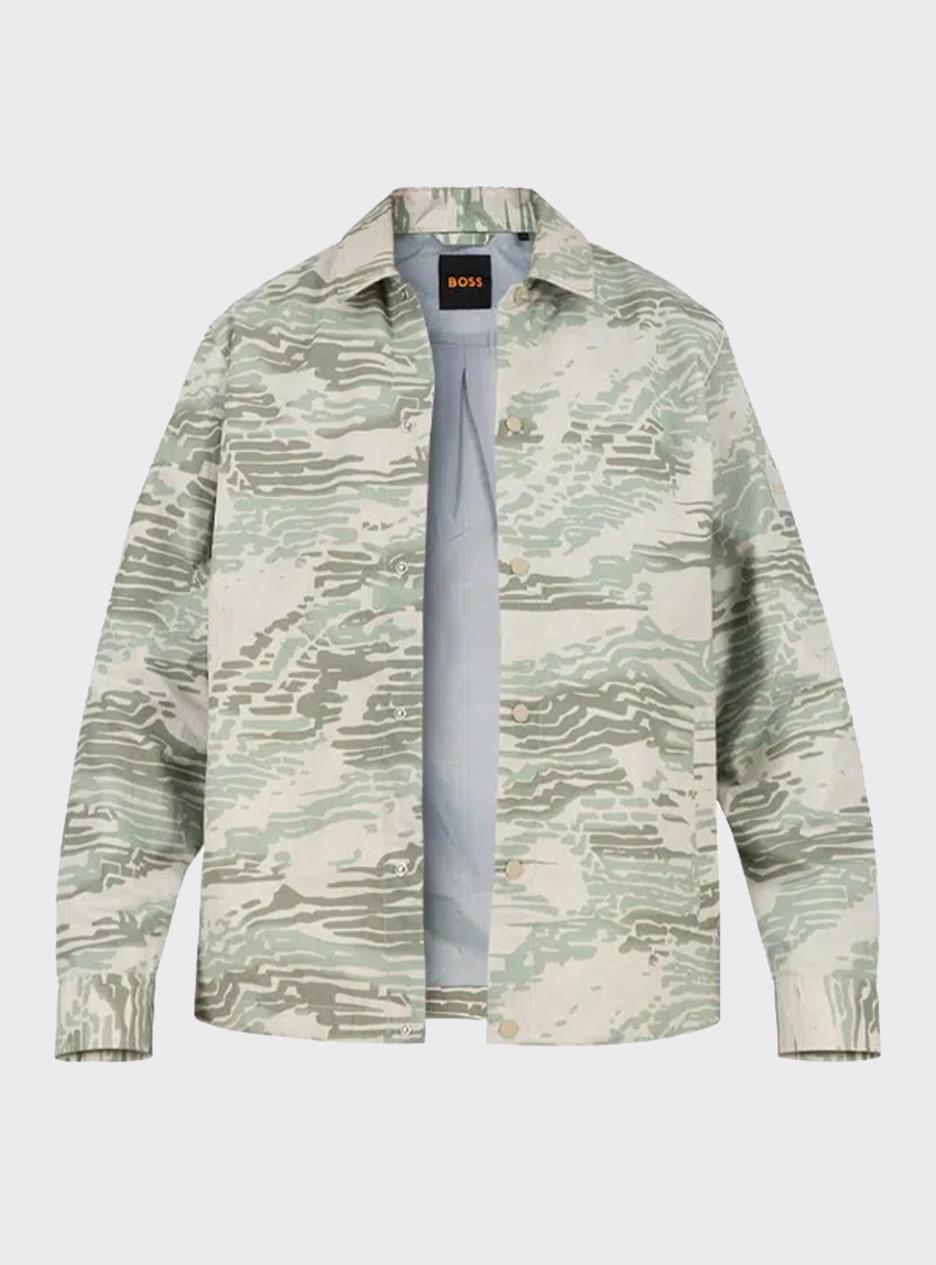BOSS Relaxed Shirt With Camouflage Jacquard Leldon_M - Light Grey