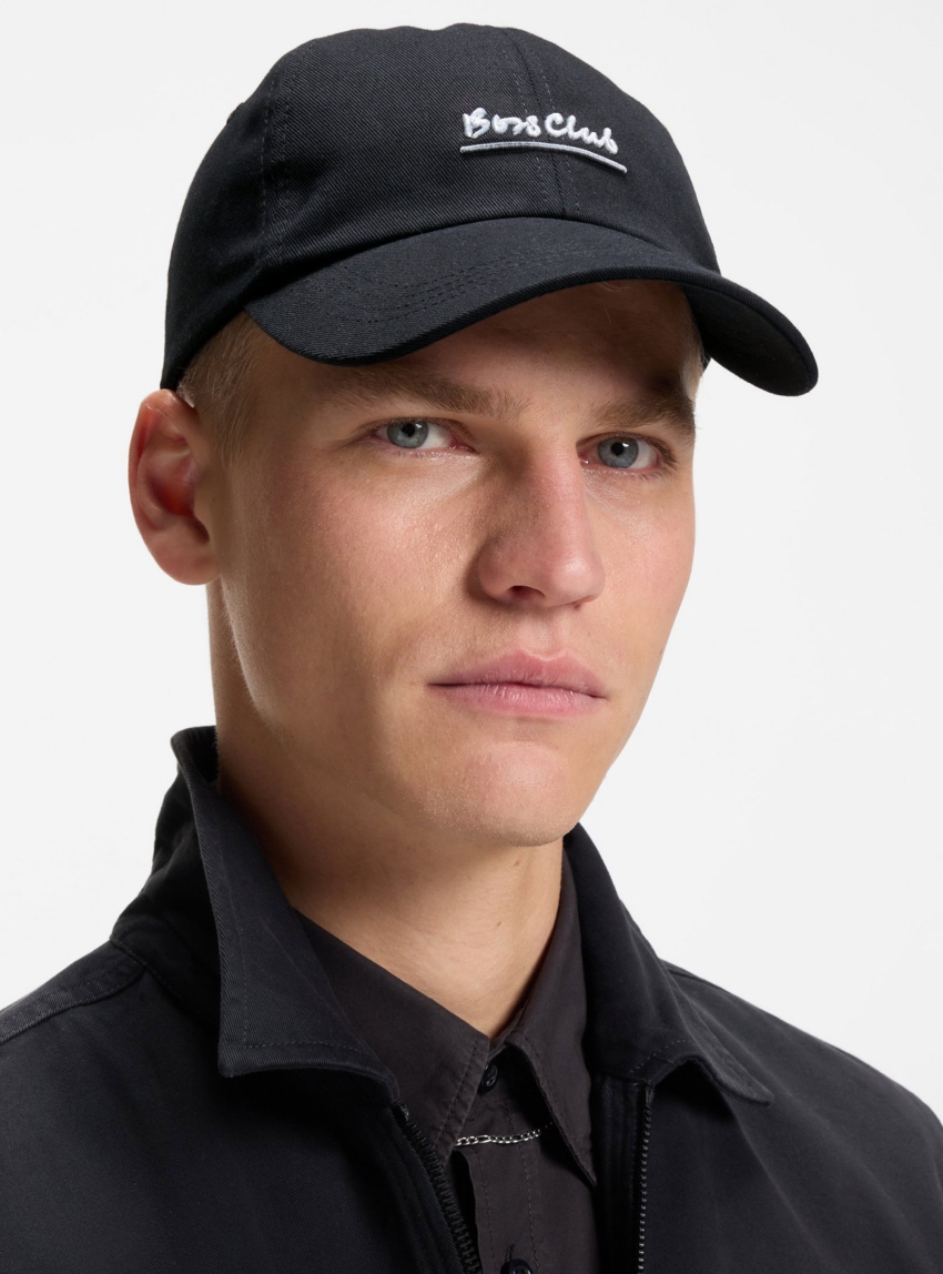 BOSS Cotton-Twill Cap With Embroidered Slogan Derrel-Slogan - Black