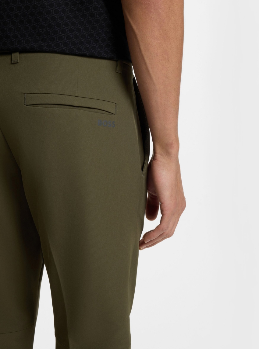 BOSS Regular-Fit Trousers In Water-Repellent Stretch Fabric  T_Commuter-Slim - Light Olive