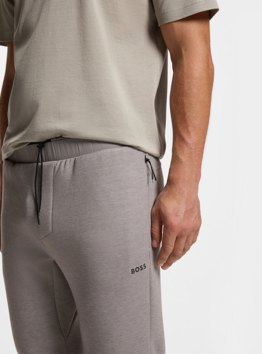 BOSS Regular-Fit Tracksuit Bottoms With Reflective Details  JT_Tour long - Grey
