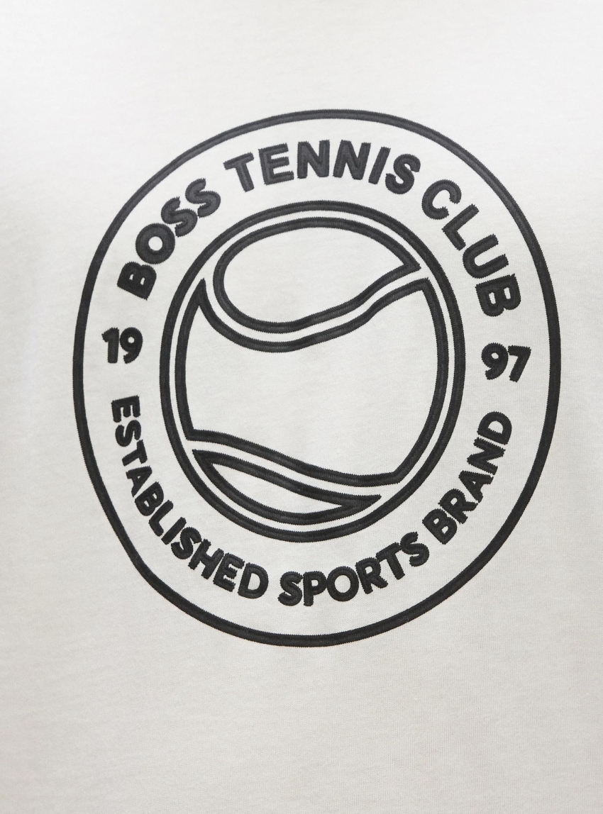 BOSS Cotton-Jersey T-Shirt With Tennis-Themed Artwork TS_Join Logo - White