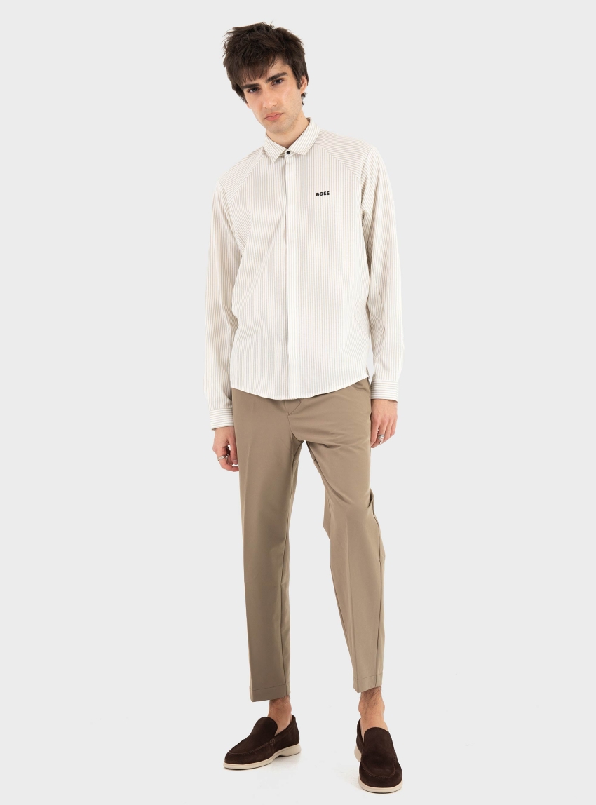 BOSS Regular-Fit Shirt In Cotton Jersey  ST_Excurse L - Light Beige