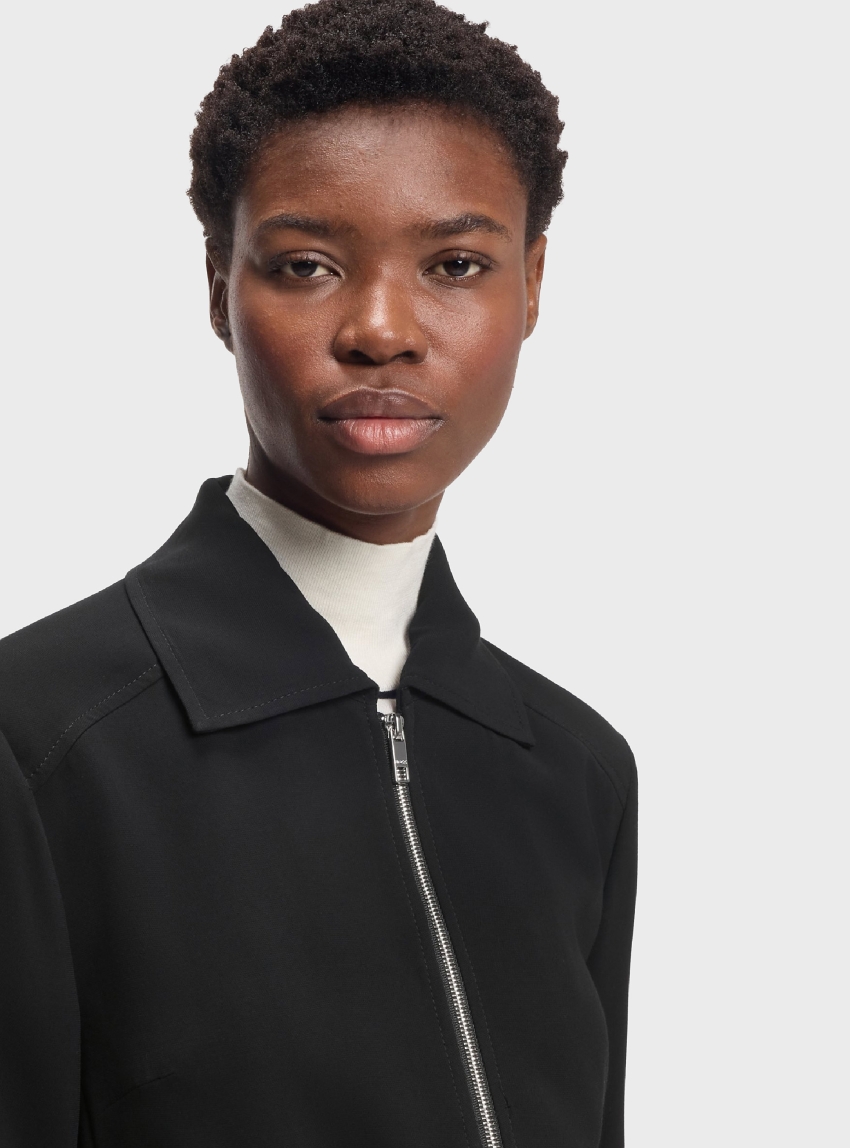 BOSS Regular-Fit Zip-Up Jacket In Crepe Fabric Jocalena - Black